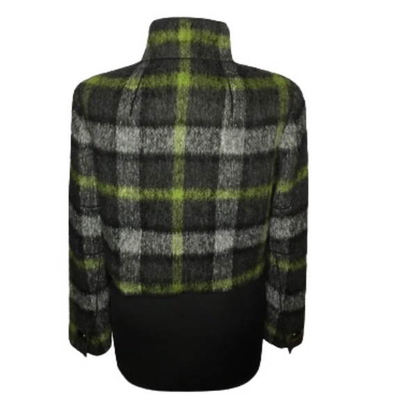 Per Se Green and Black Plaid Short Mohair Jacket Size 8 - Picture 4 of 5